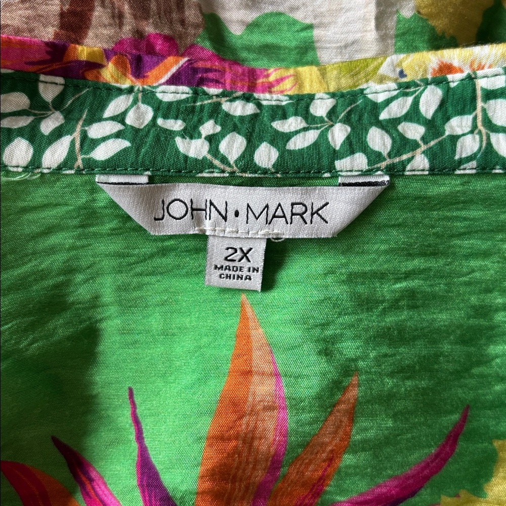 John Mark Green Multicolor Patterned Button Down … - image 3